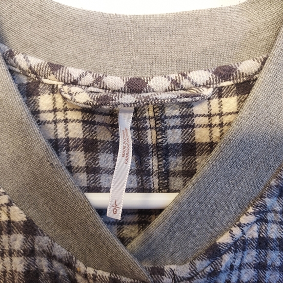 Free People Plaid Button Down/Snap Dress Cover Up Size Large - Picture 4 of 11